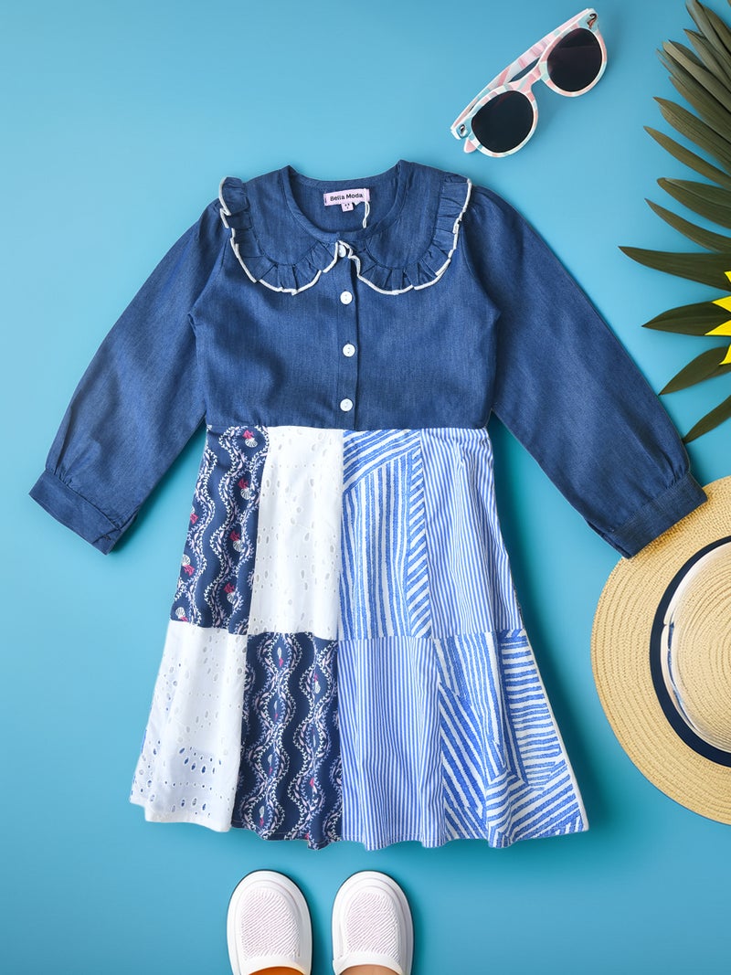 Bella Moda Blue Cut and Sew Dress for Girls